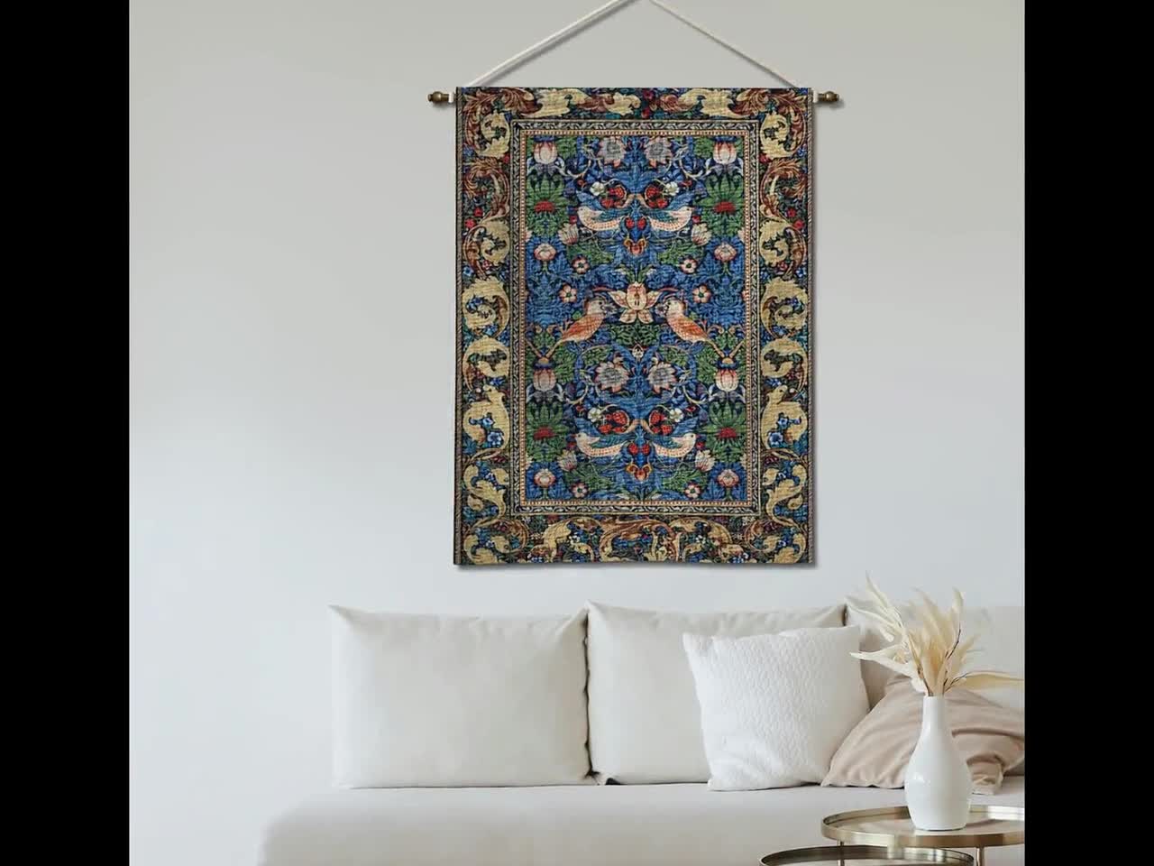 William Morris Tapestry, Woven Wall Hanging, Arts and Crafts Decor